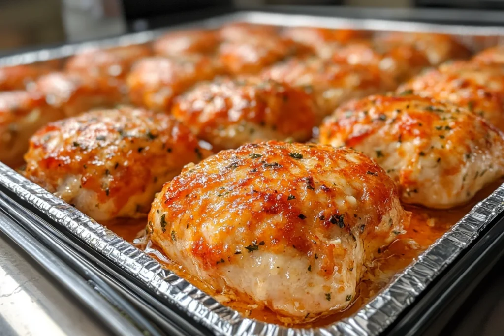 Chicken Parmesan Pillows stored in container for freezing