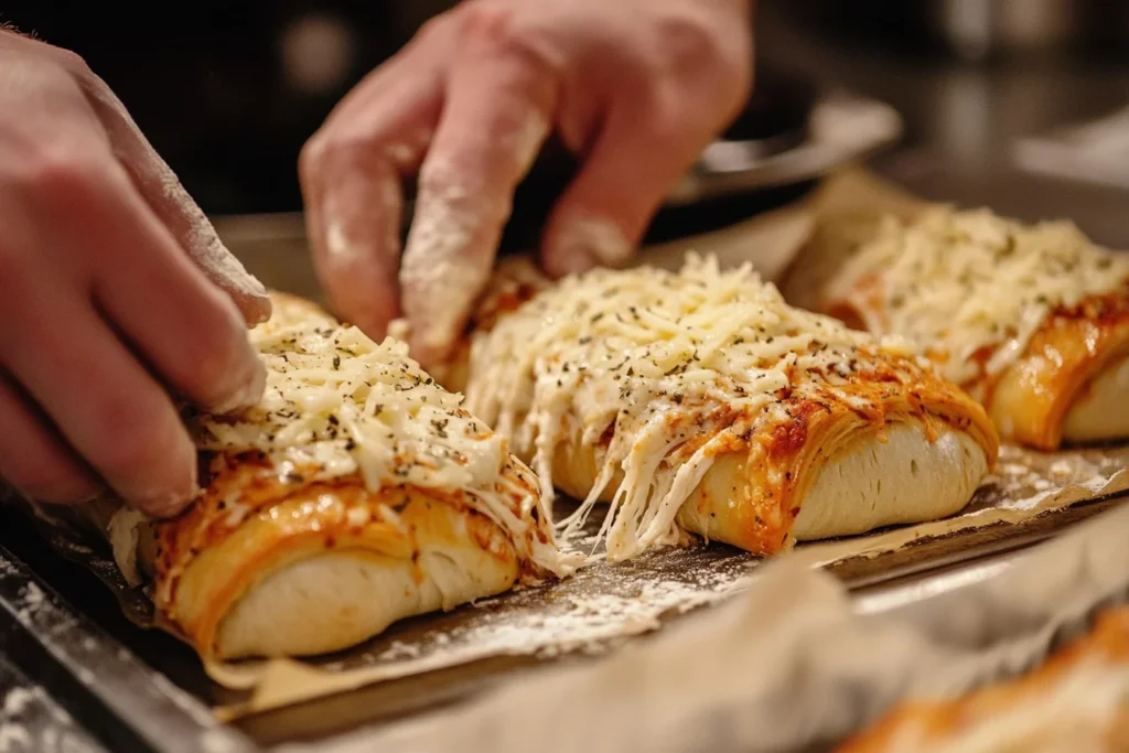 Step-by-step making of Chicken Parmesan Pillows using crescent dough